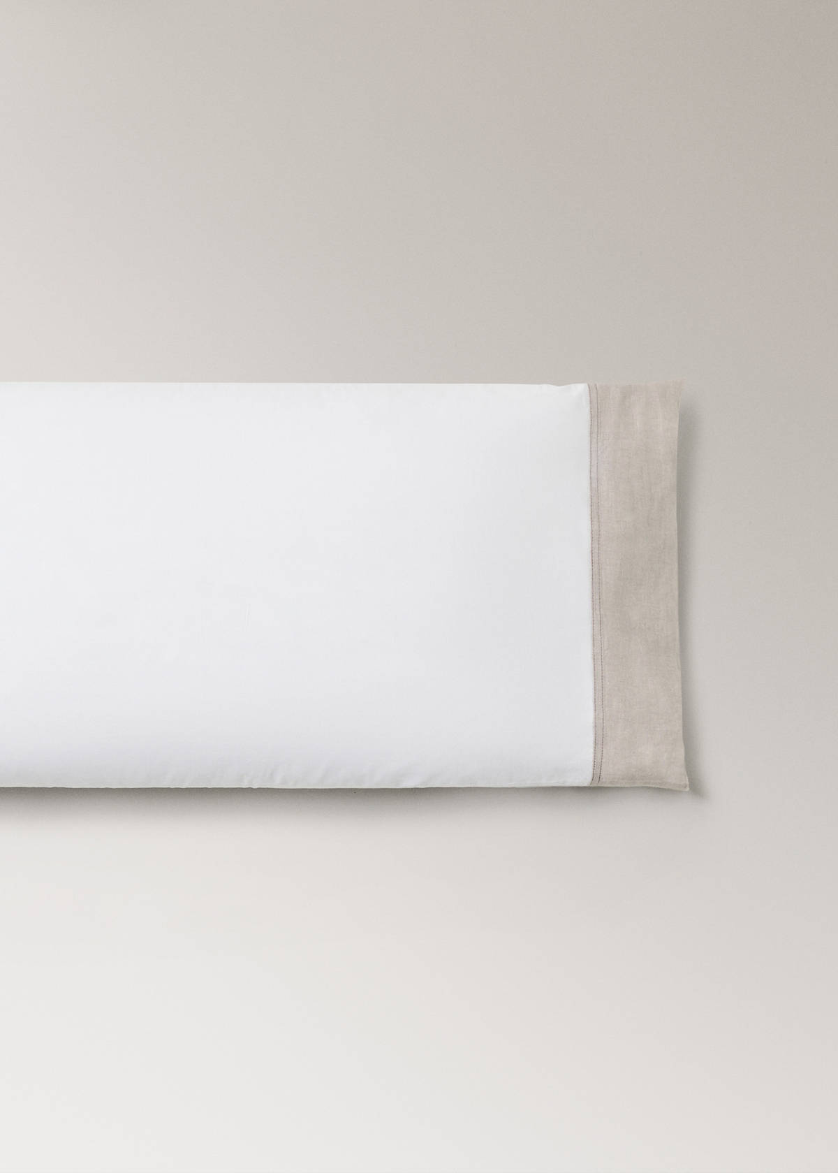 Washed cotton pillow cover with linen edge 45x110cm — Sand