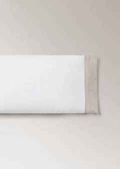 Washed cotton pillow cover with linen edge 45x110cm — Sand 3