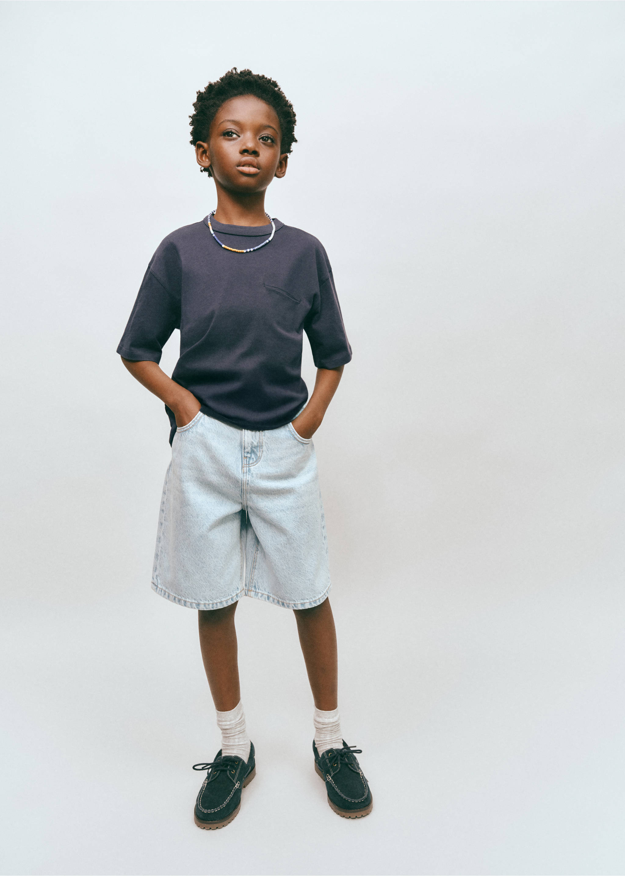 Camiseta algodón detalle bolsillo - Plano general, Azul marino. Ref: 27033292-00.