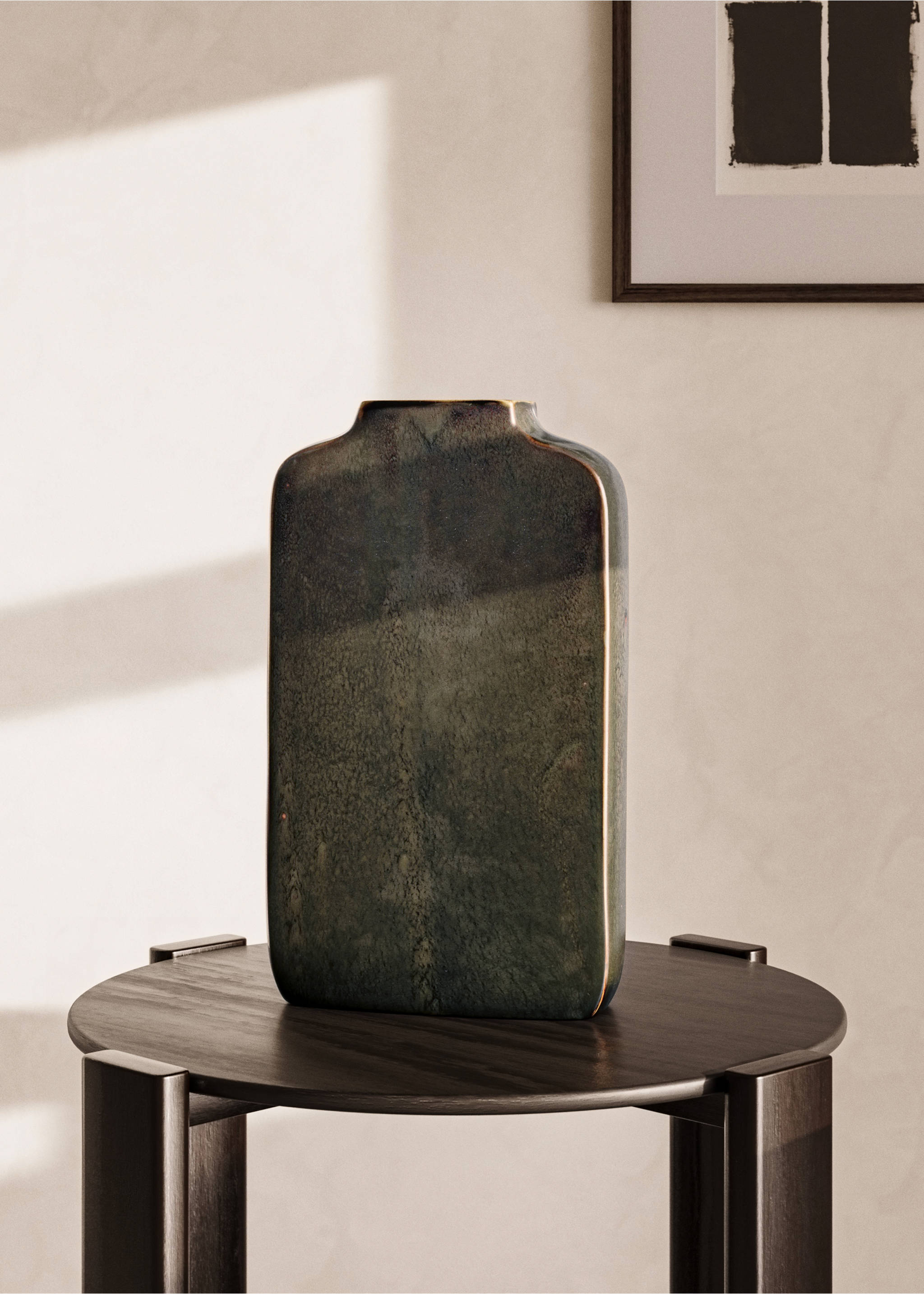 Висока ваза от реактивна каменина - Обща равнина, Кафяво. Ref: 27033296-00.