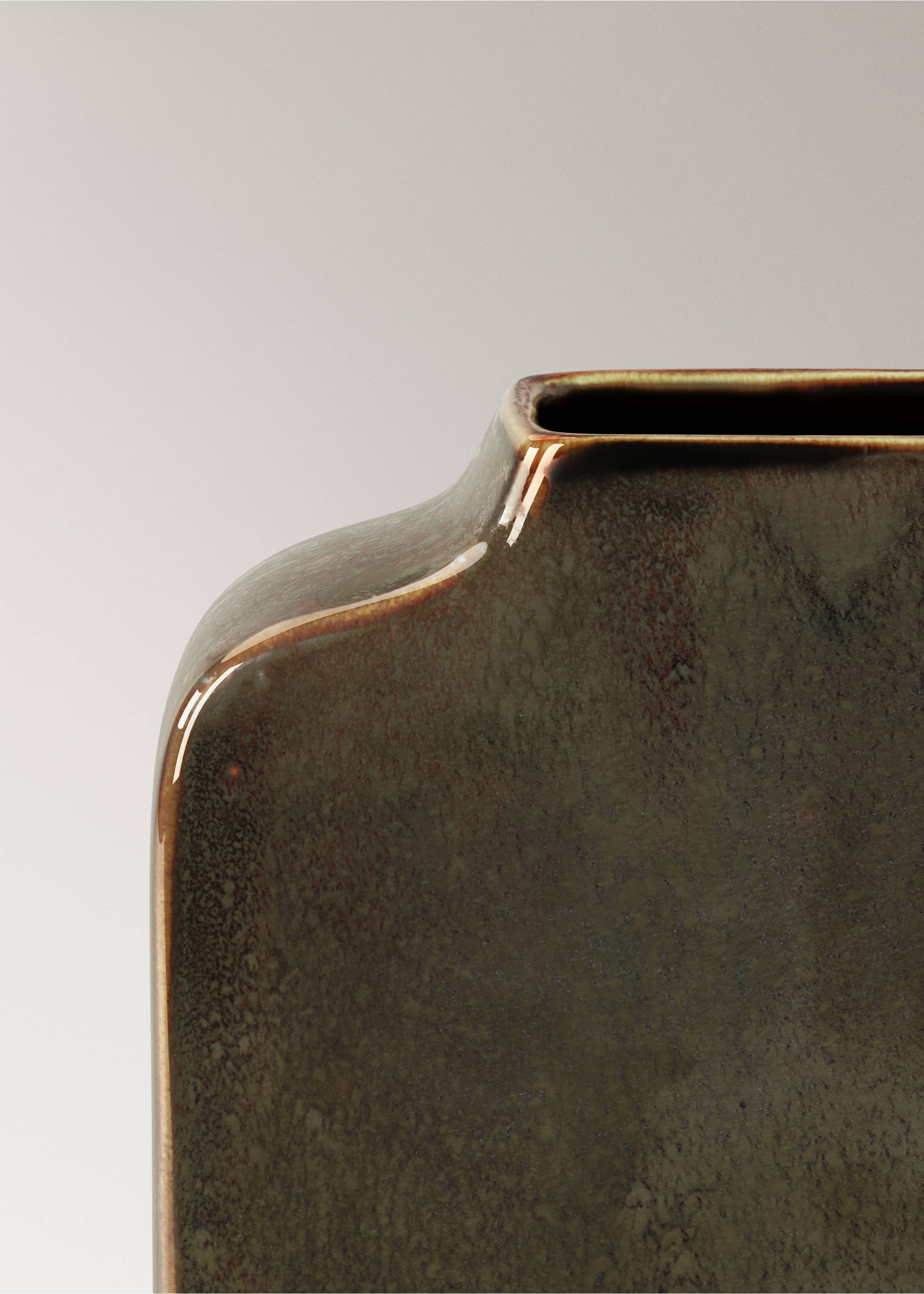 Висока ваза от реактивна каменина - Данни за артикула 1, Кафяво. Ref: 27033296-00.