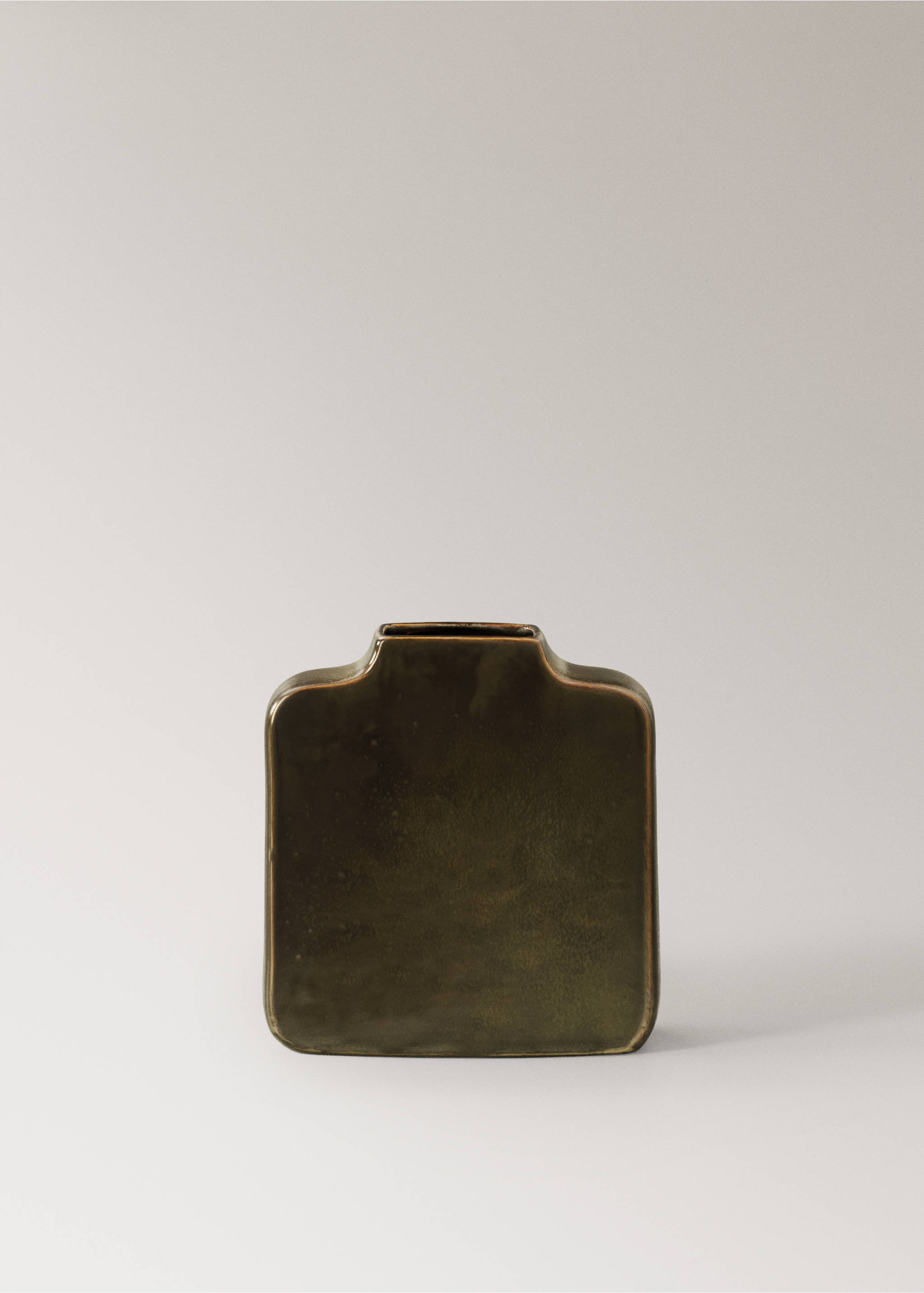 Reactive stoneware vase, low - Article without model, Brown. Ref: 27033297-00.