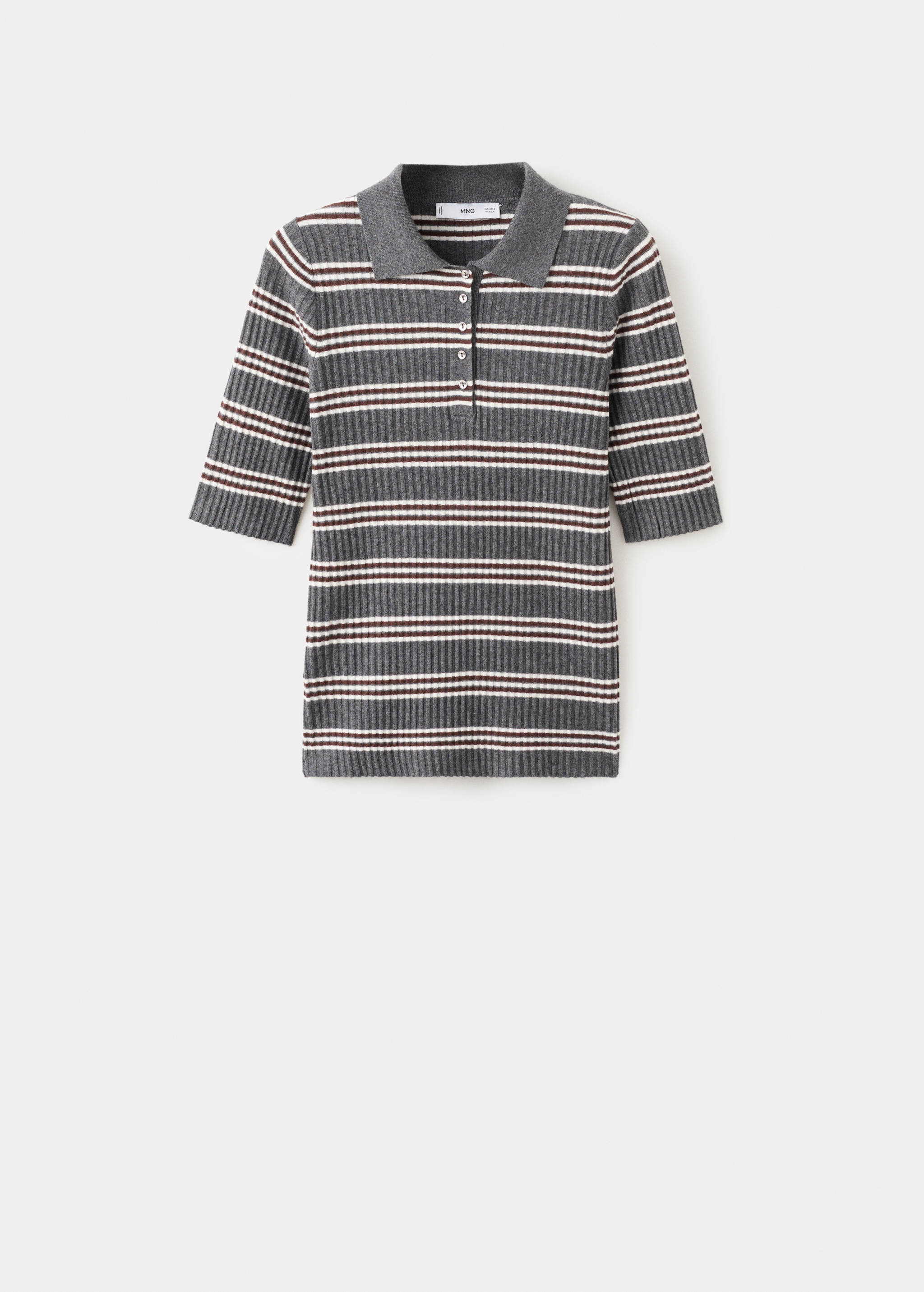 条纹罗纹针织套衫 - null