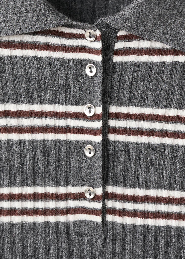 Striped ribbed-knit sweater — Medium Heather Grey