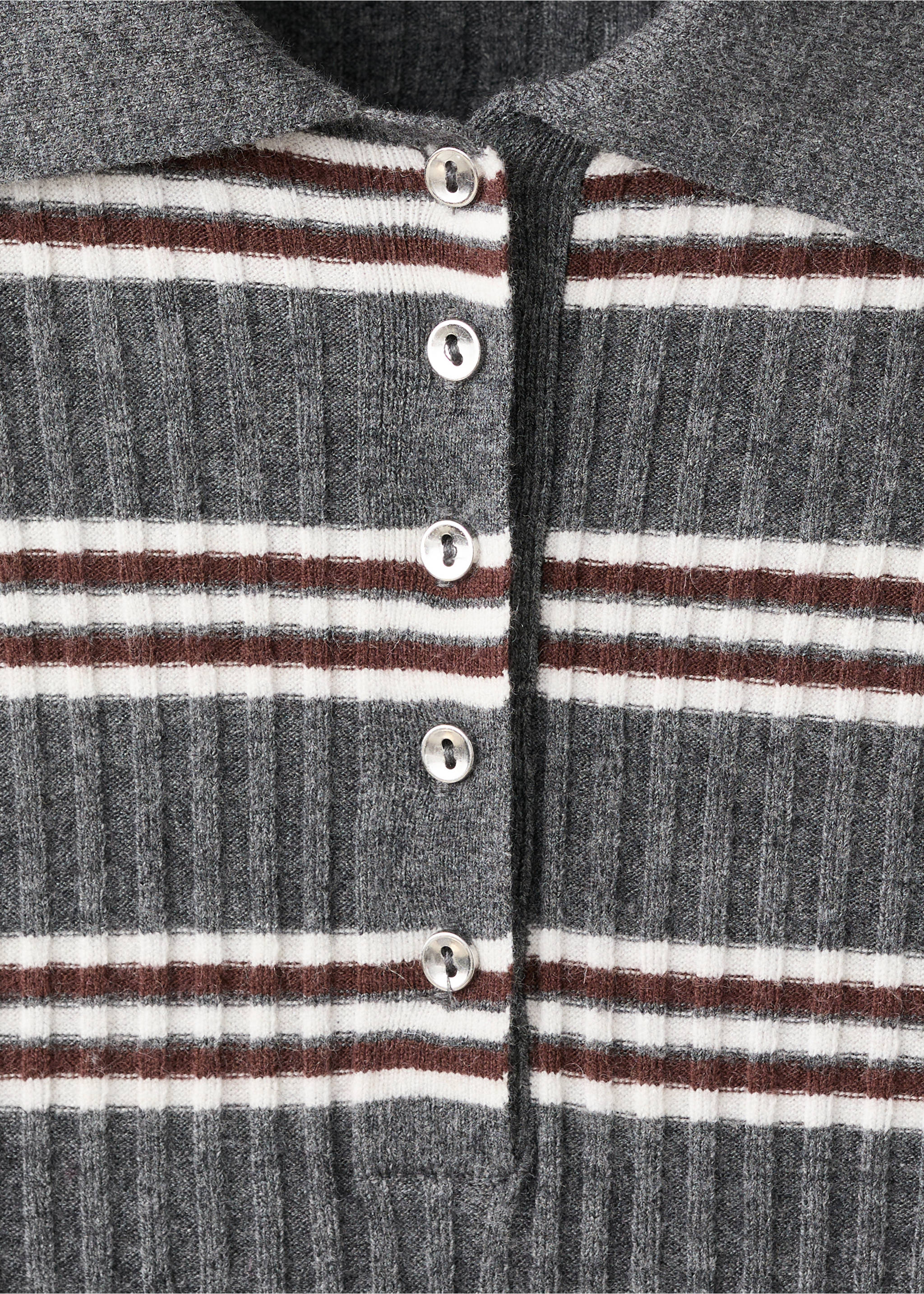 条纹罗纹针织套衫 - null, 石楠花中灰. Ref: 27033298-00.