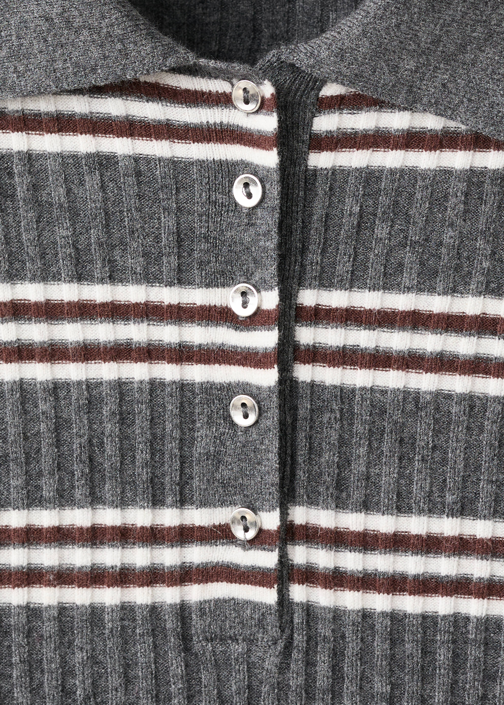 条纹罗纹针织套衫 - null