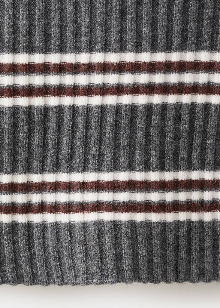 Striped ribbed-knit sweater — Medium Heather Grey