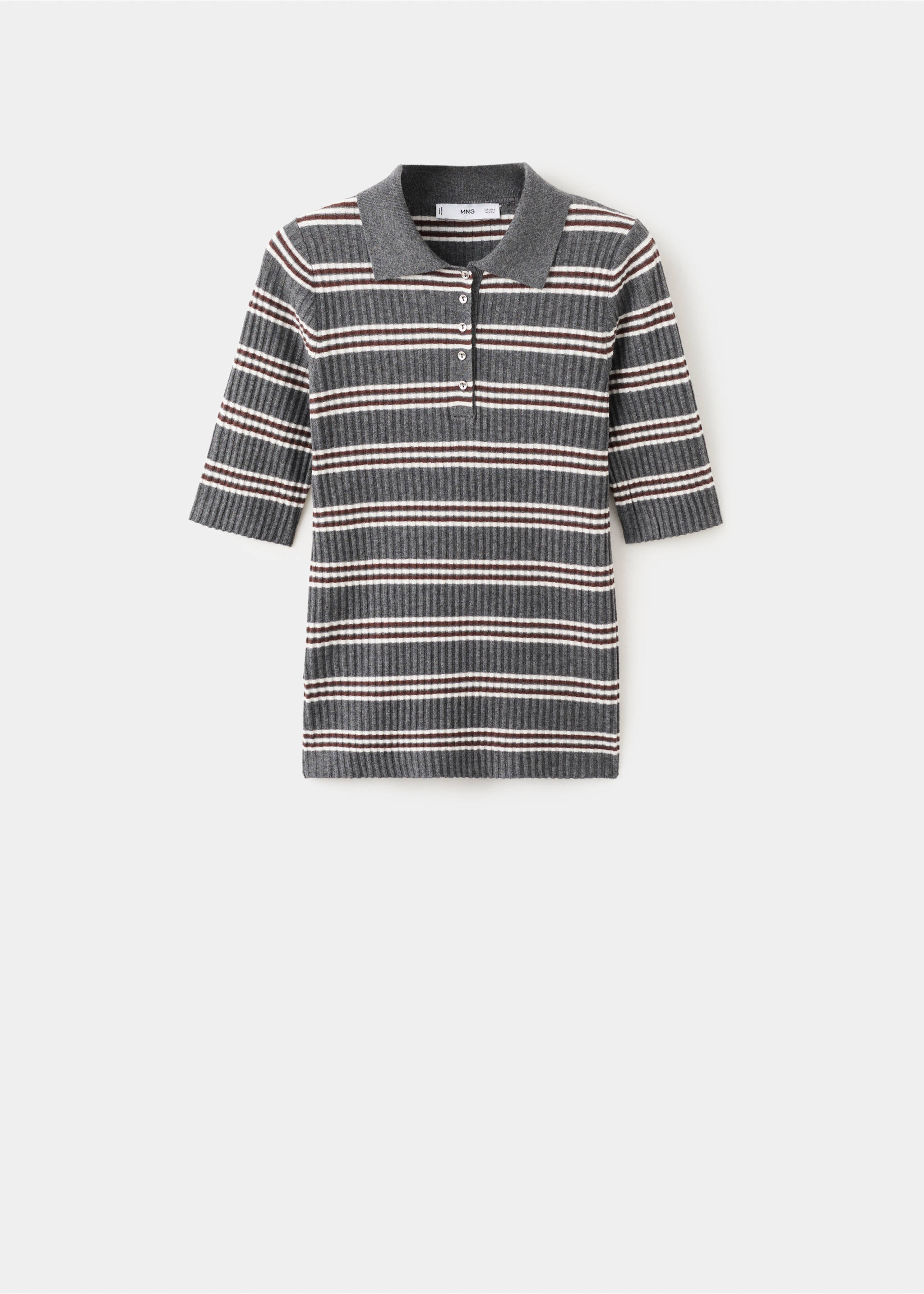 Striped ribbed-knit sweater - Article without model, Medium Heather Grey. Ref: 27033298-00.