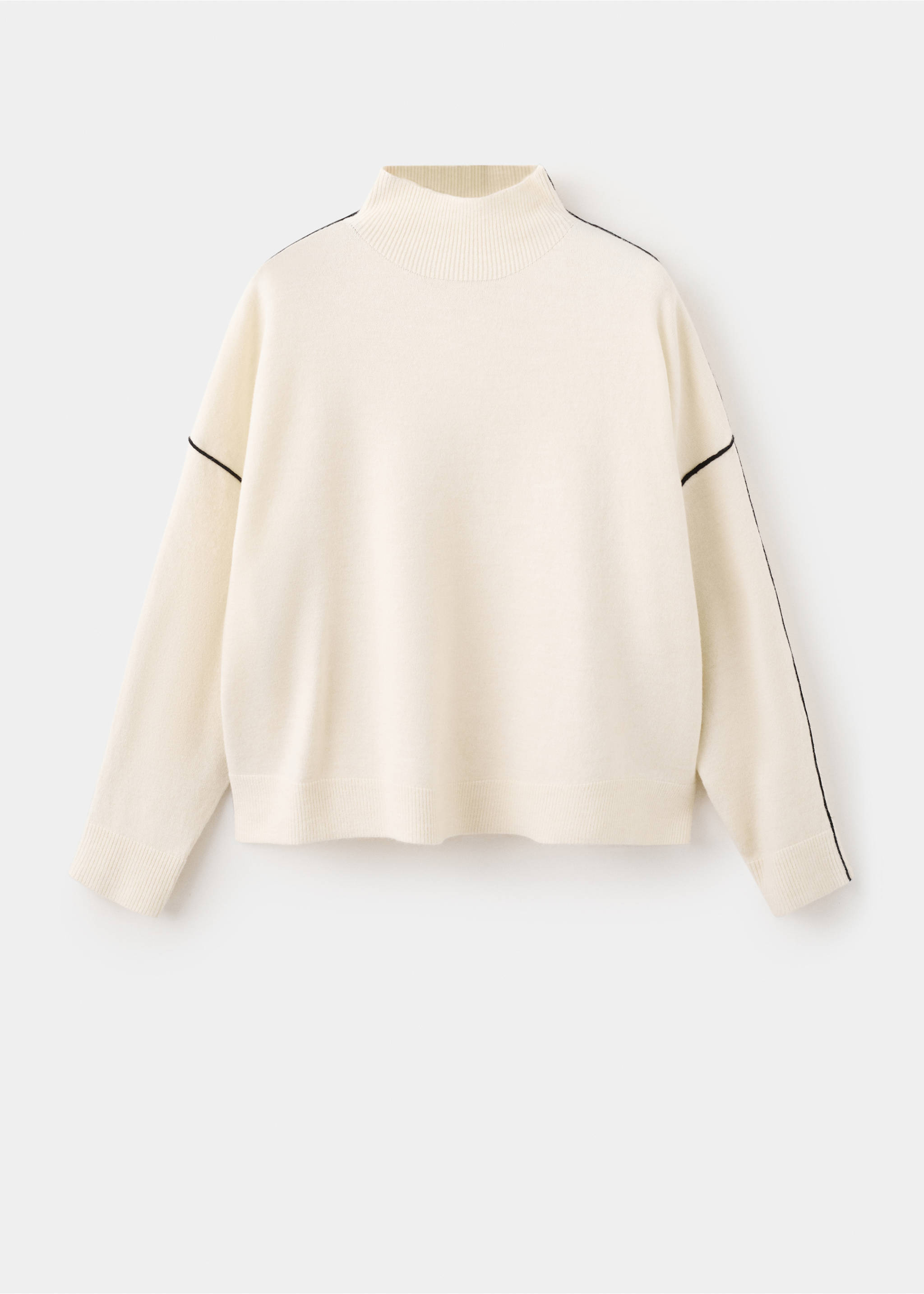 Sweater with contrasting stripes and perkins collar - Article without model, Ecru. Ref: 27033300-00.