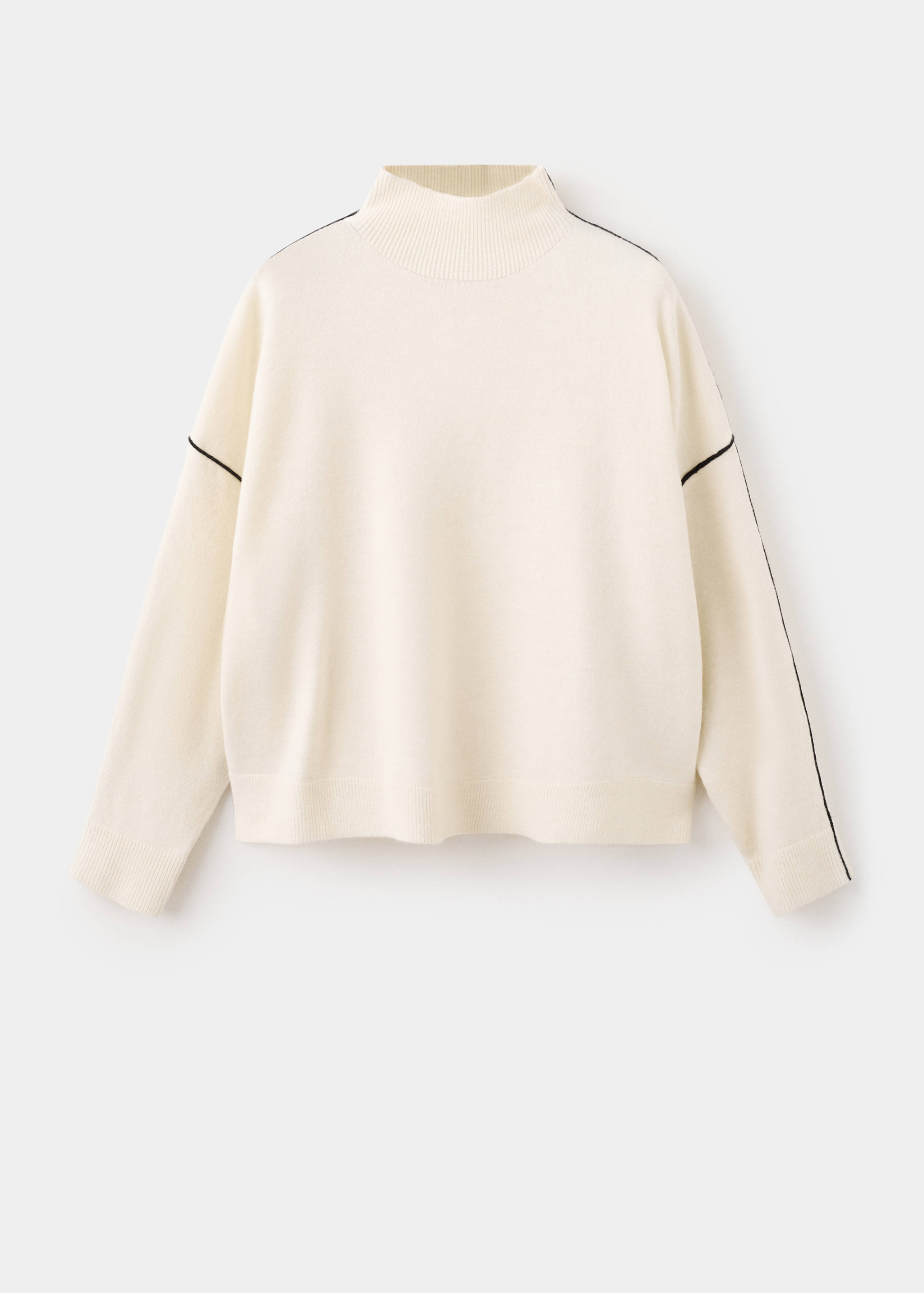 Sweater with contrasting stripes and perkins collar - Article without model