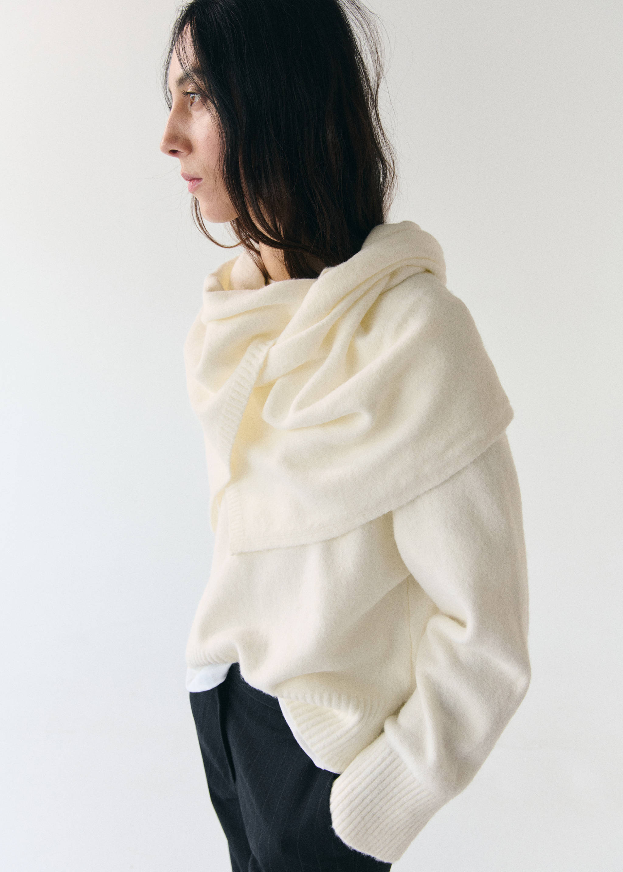 Knitted sweater with scarf - Medium plane