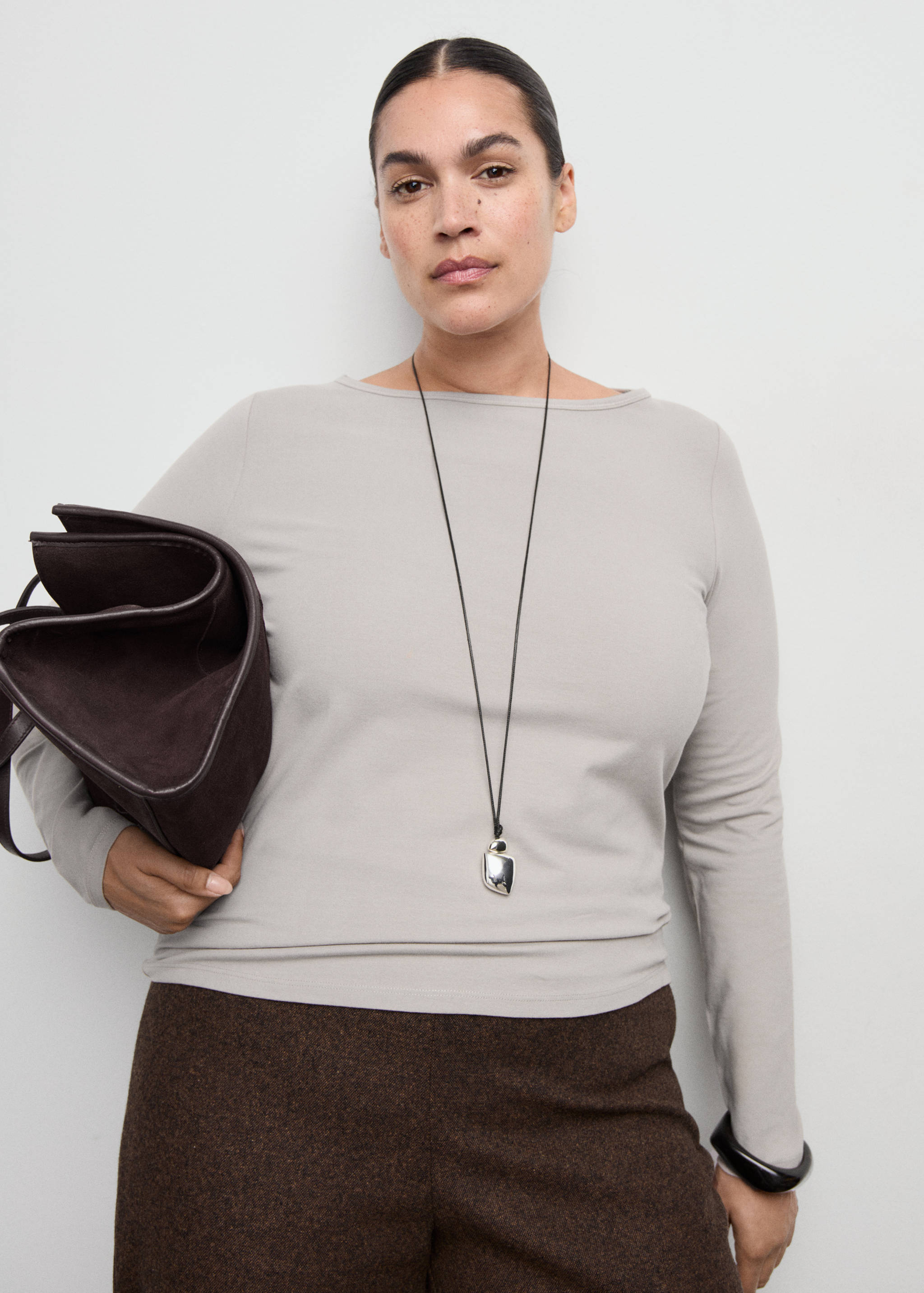 Cotton boat neck t-shirt - Details of the article 5