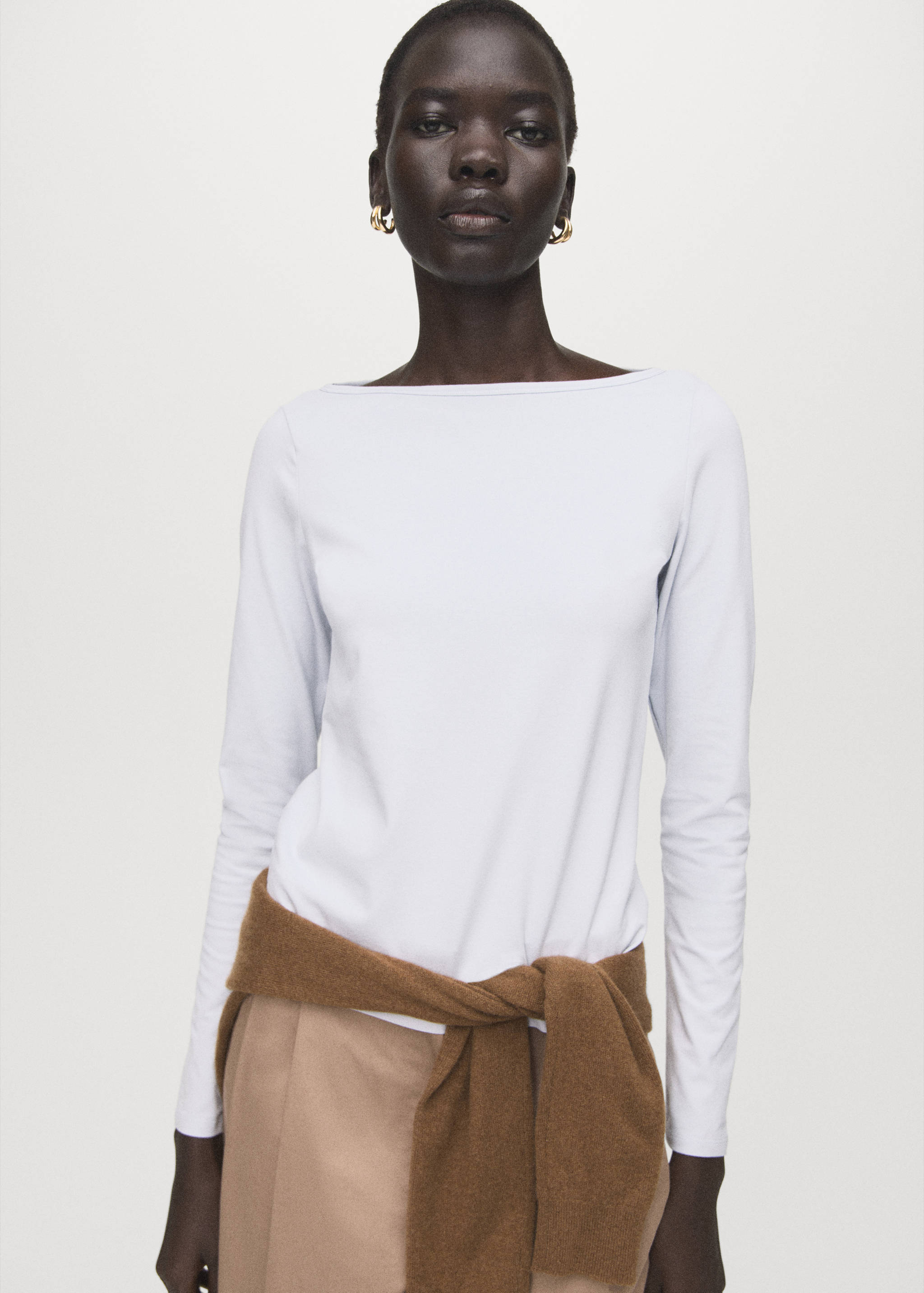 T-shirt col bateau coton - Plan moyen