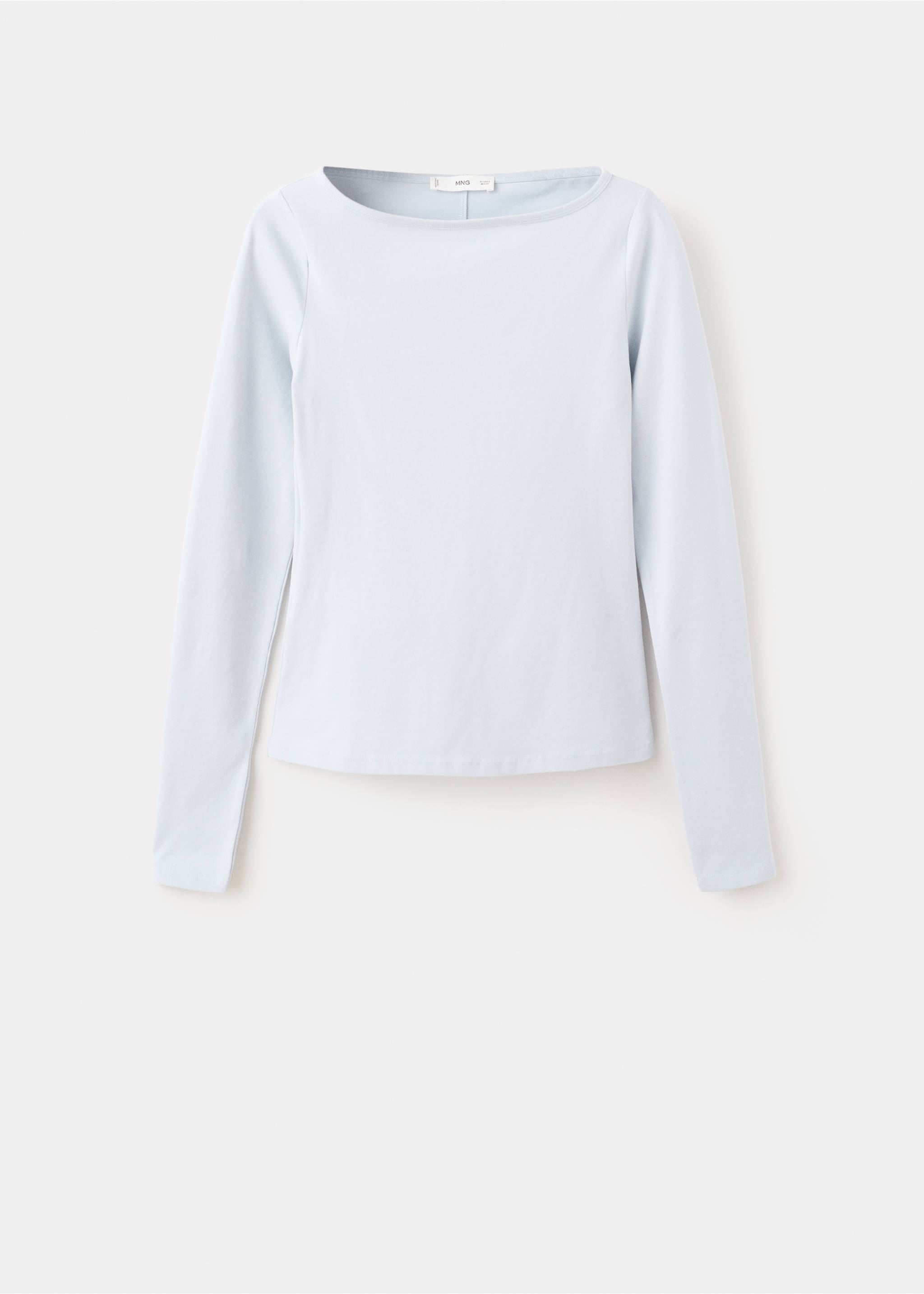 Cotton boat neck t-shirt - Article without model, Sky Blue. Ref: 27033306-00.