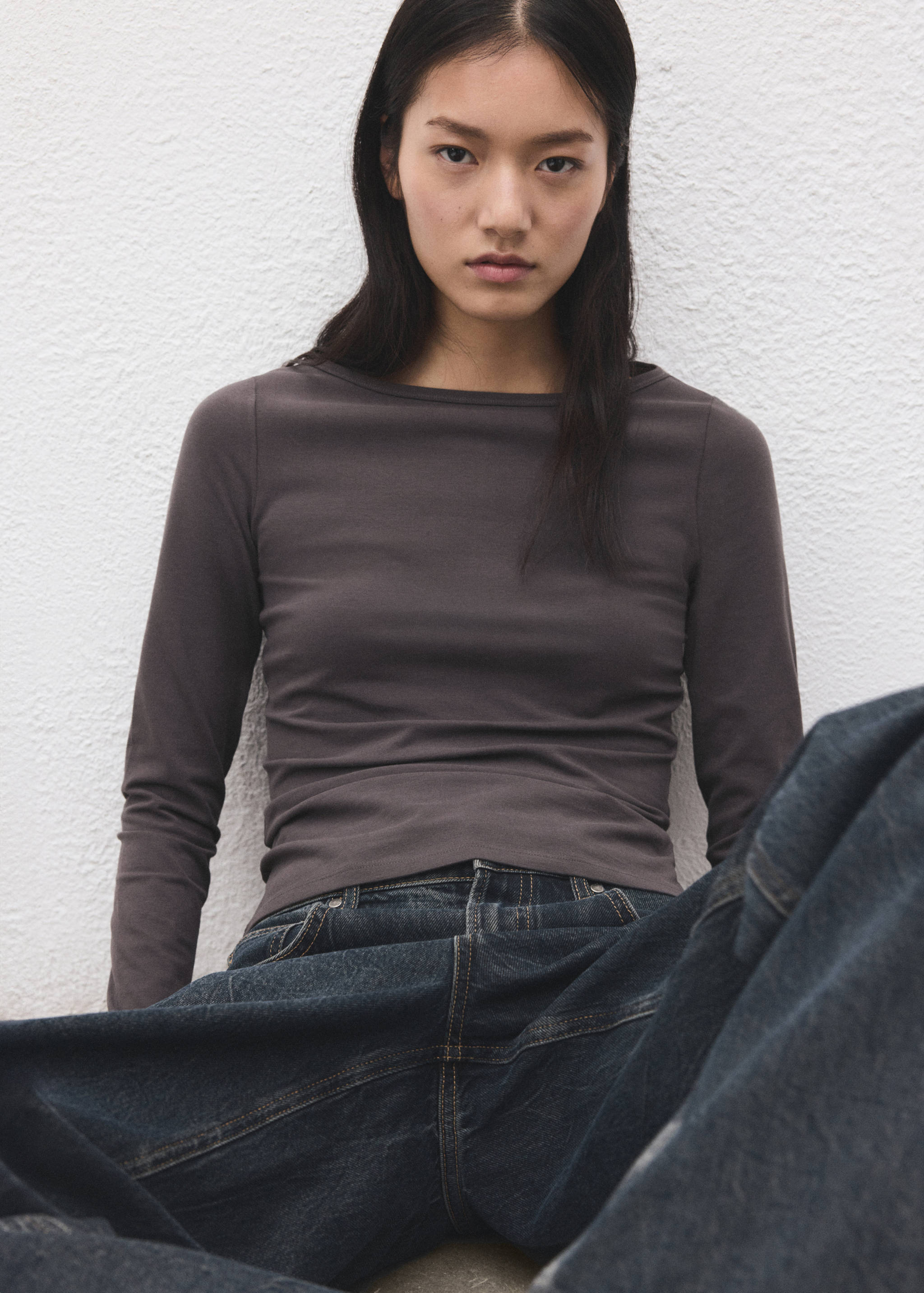 T-shirt col bateau coton - Plan moyen