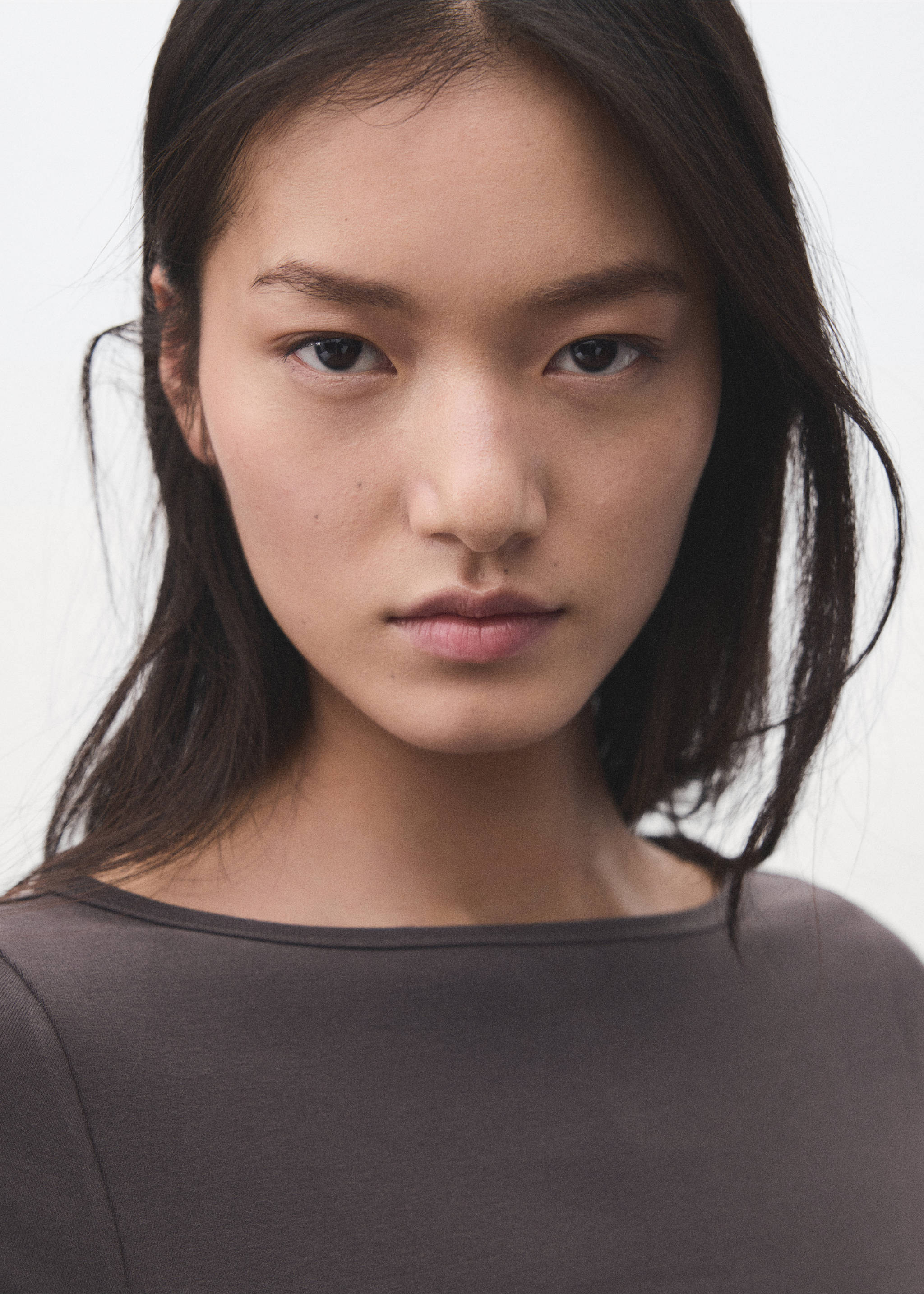 เสื้อยืดคอปาดผ้าฝ้าย - รายละเอียดของสินค้า 1, สีดำถ่าน. Ref: 27033306-00.