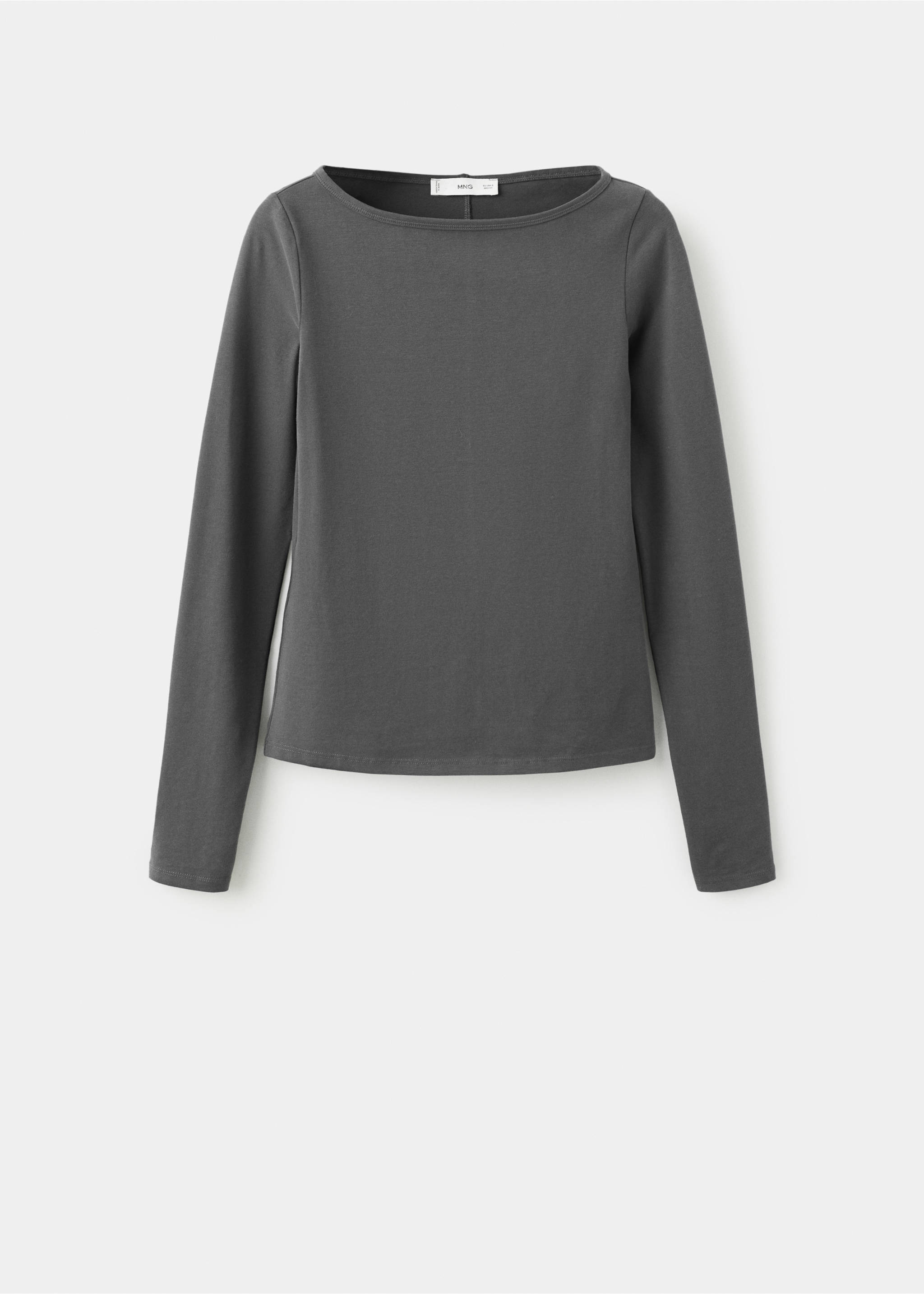 เสื้อยืดคอปาดผ้าฝ้าย - สินค้าที่ไม่มีแบบ, สีดำถ่าน. Ref: 27033306-00.