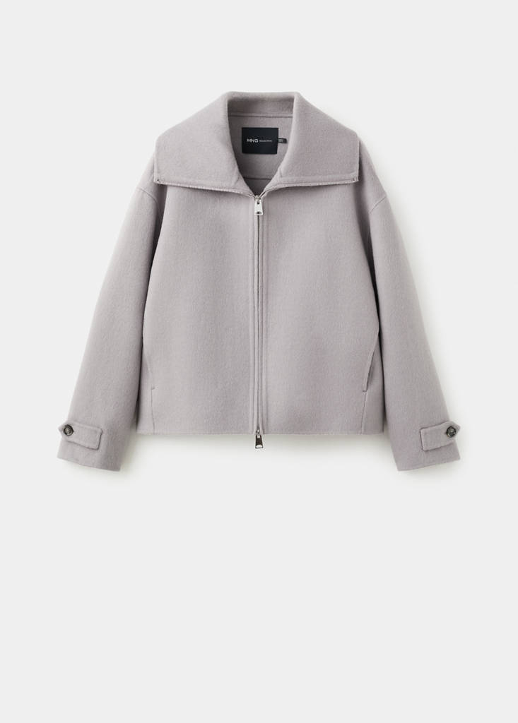 Wool funnel-neck jacket — Grey