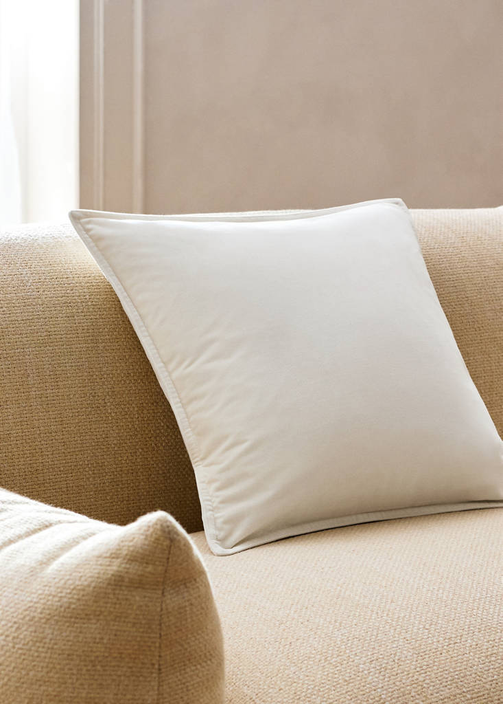 Velvet cushion cover 45x45 cm — Ecru