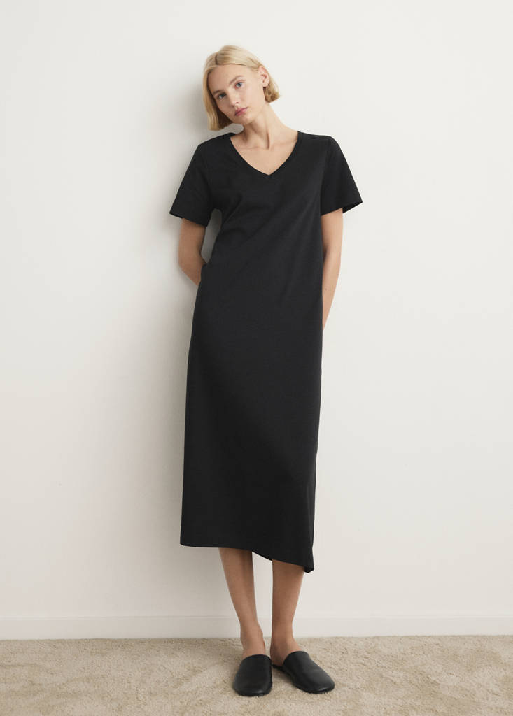 Long cotton nightdress 100% cotton — Black