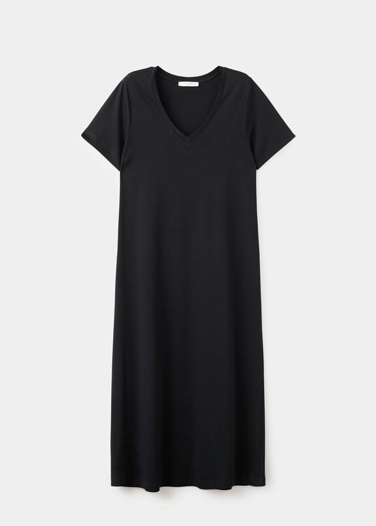 Long cotton nightdress 100% cotton — Black