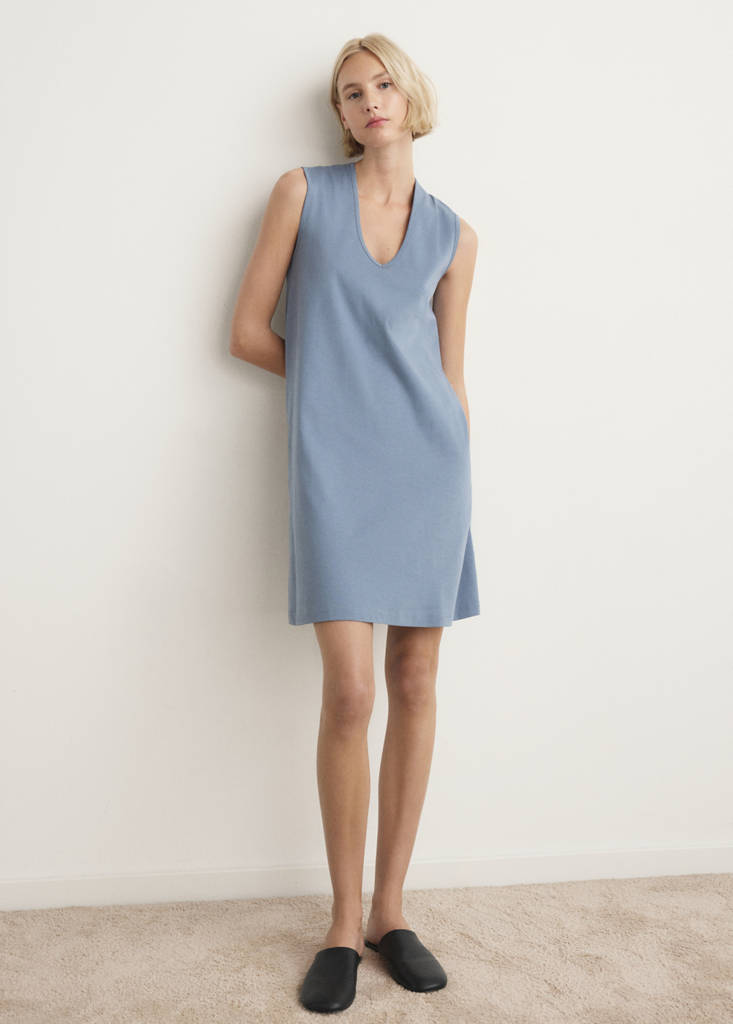 Short nightdress 100% cotton — Blue