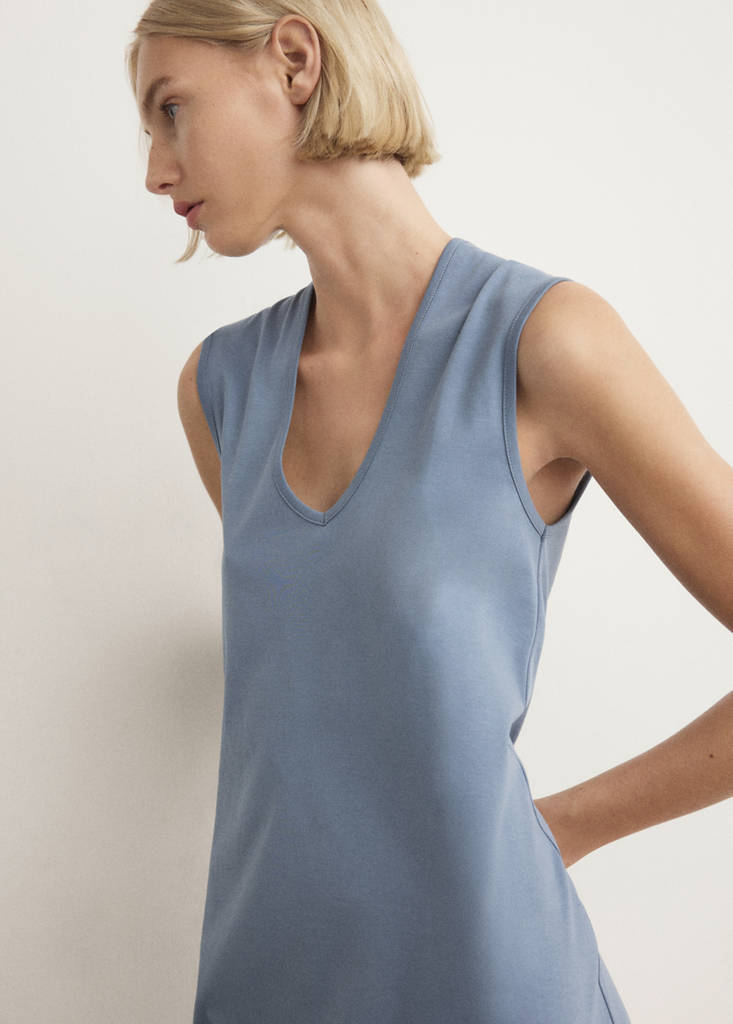 Short nightdress 100% cotton — Blue