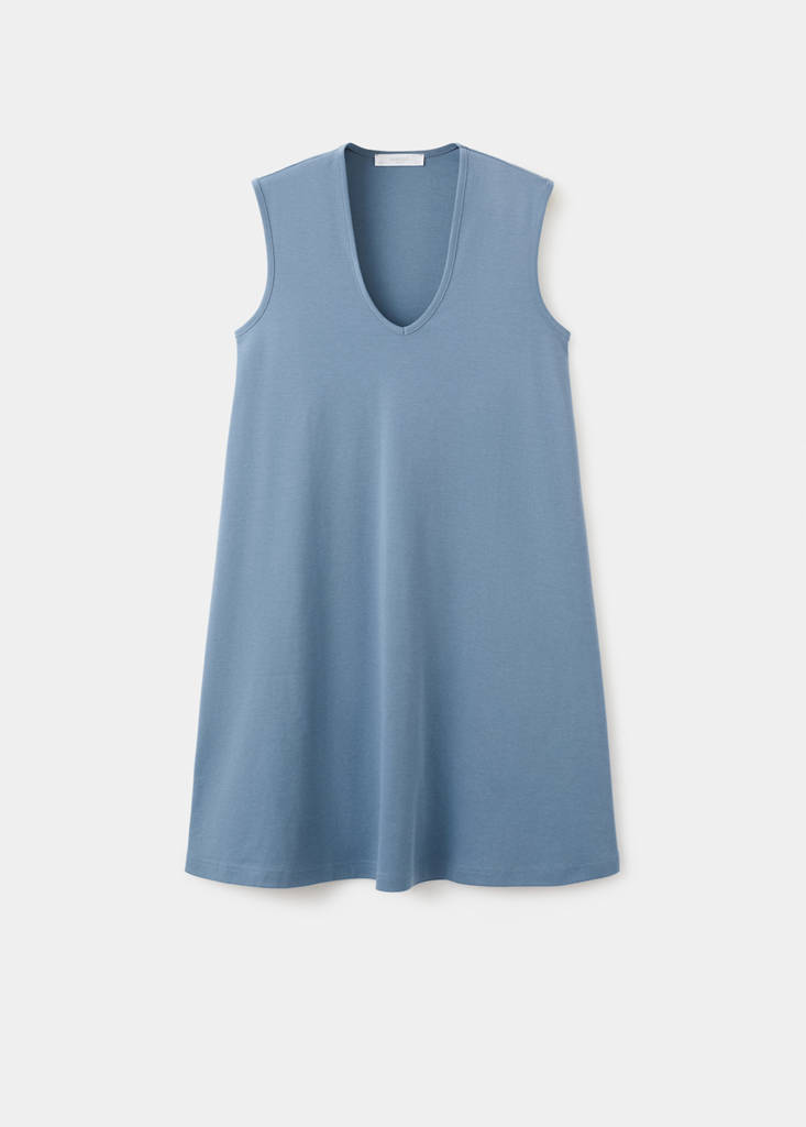 Short nightdress 100% cotton — Blue