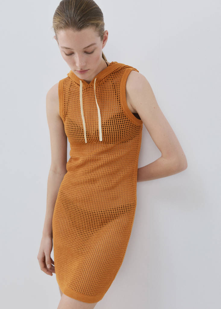 Red hoodie dress — Orange