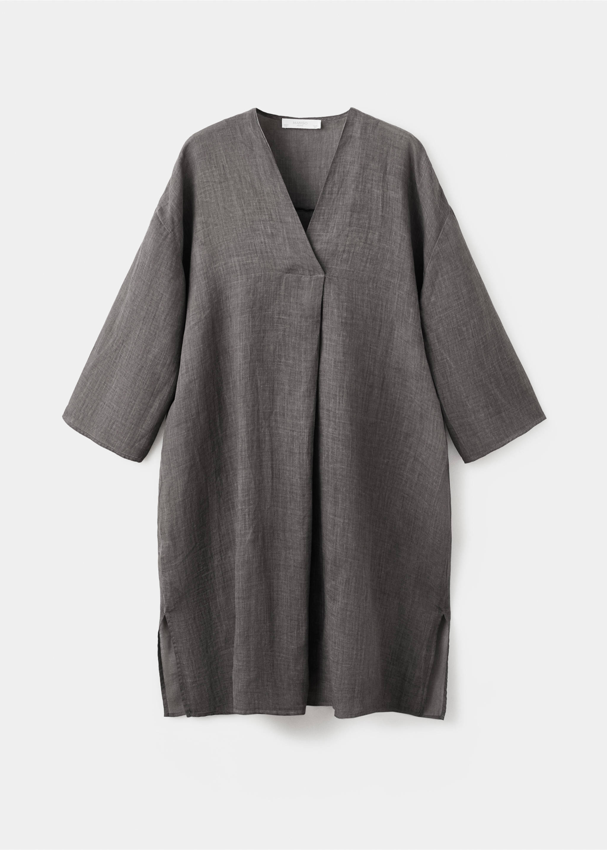 Caftan 100 % ramie avec effet overdyed - Article sans modèle, Gris anthracite. Ref: 27033321-00.