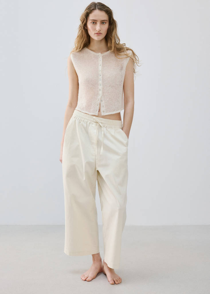Long cotton pyjama trousers — Ivory White
