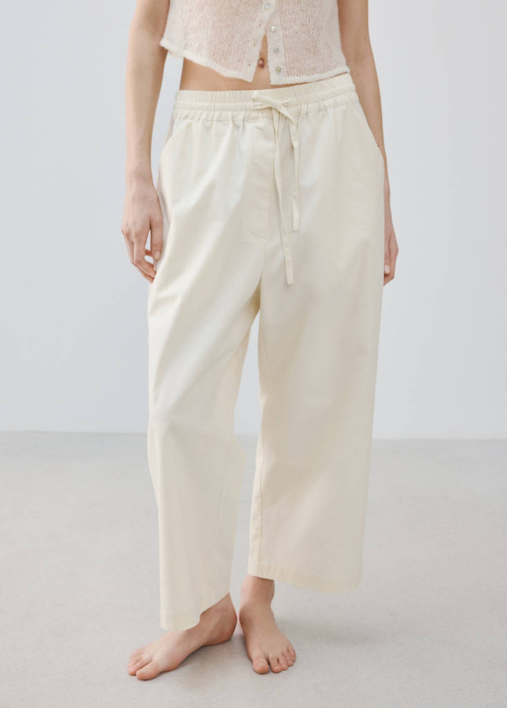 Long cotton pyjama trousers — Ivory White