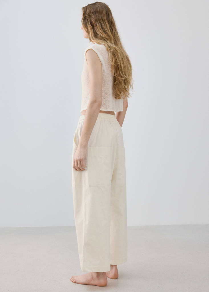 Long cotton pyjama trousers — Ivory White