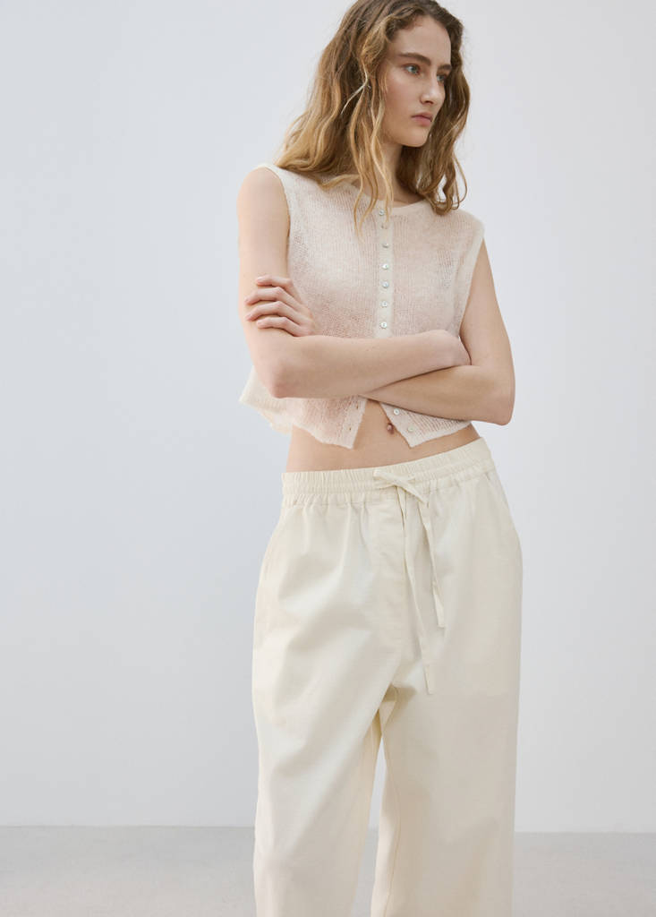 Long cotton pyjama trousers — Ivory White