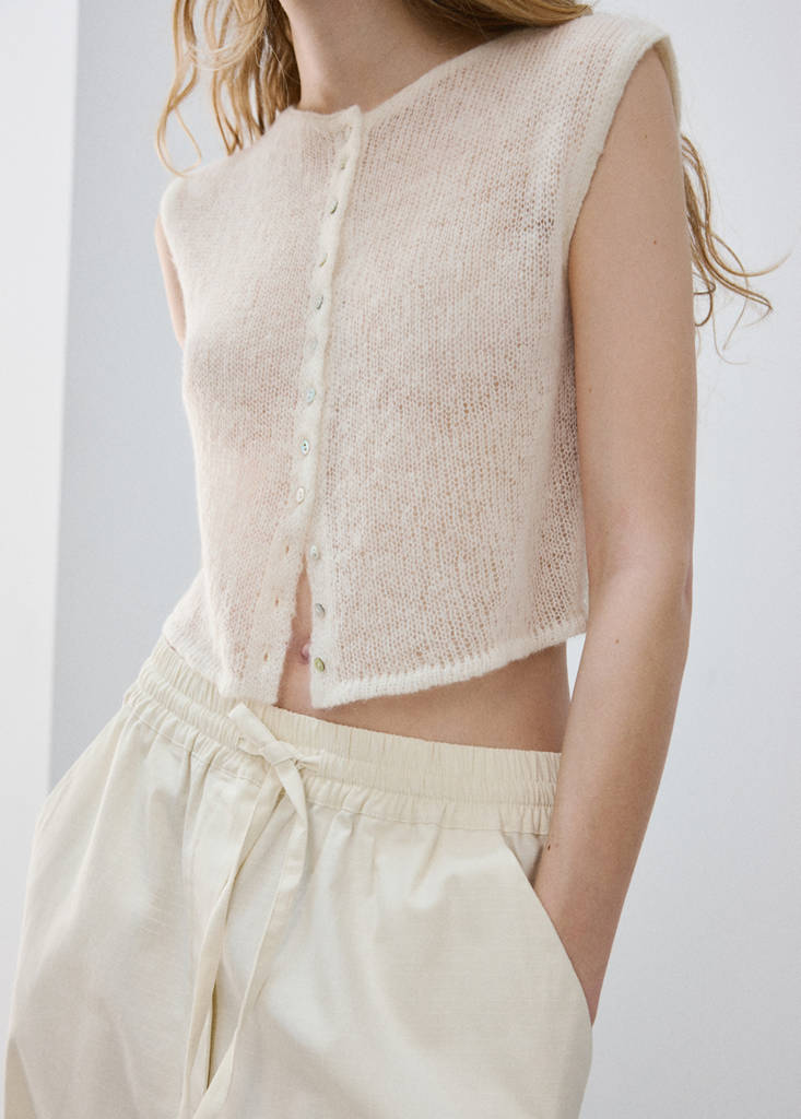 Long cotton pyjama trousers — Ivory White