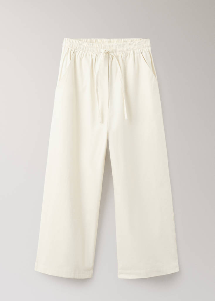 Long cotton pyjama trousers — Ivory White