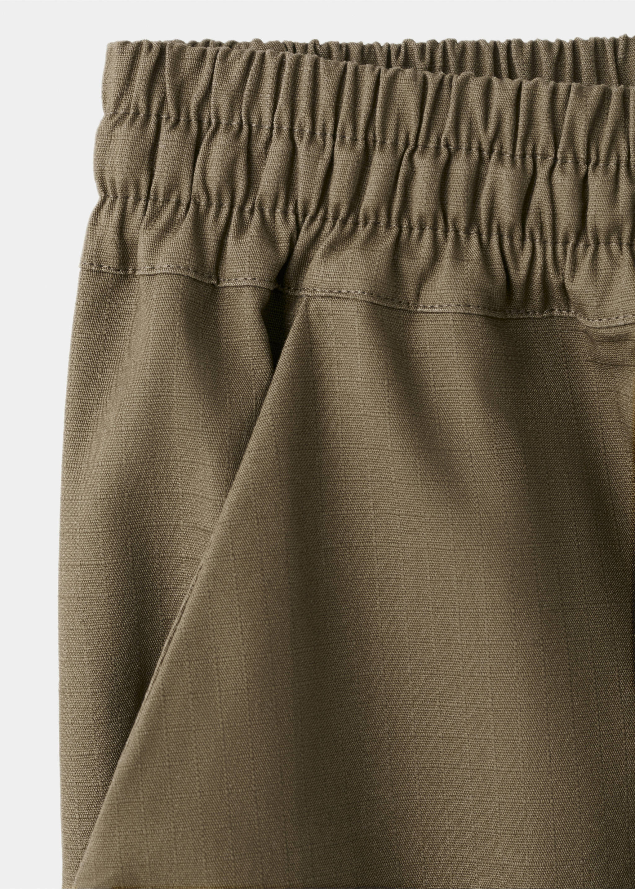 Long cotton pyjama trousers - Details of the article 8, Khaki. Ref: 27033322-00.