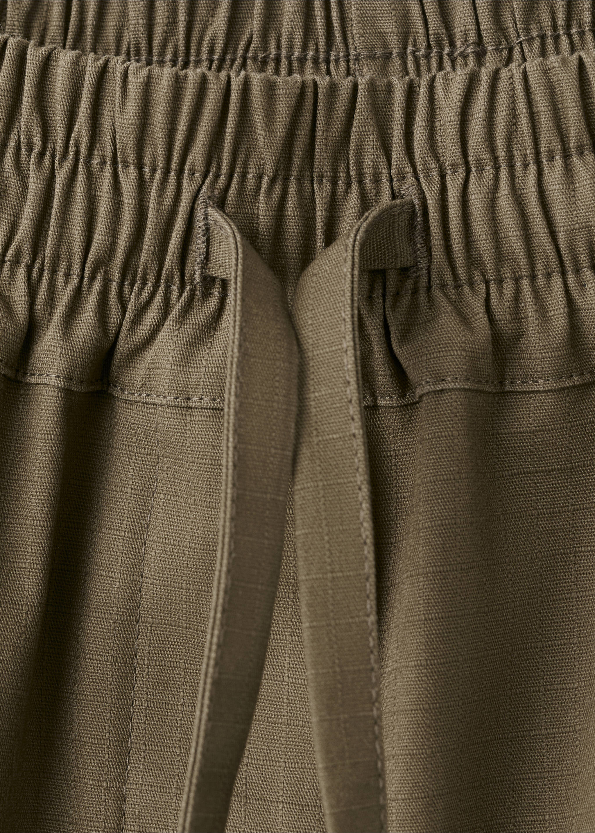 Long cotton pyjama trousers - Details of the article 0, Khaki. Ref: 27033322-00.