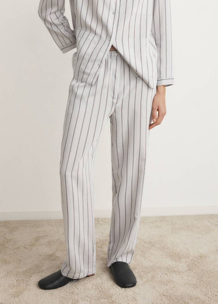 Striped pajama trousers — Grey