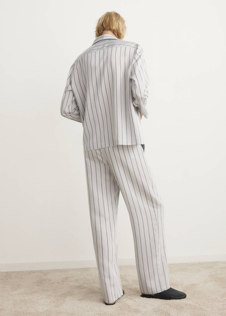 Striped pajama trousers — Grey