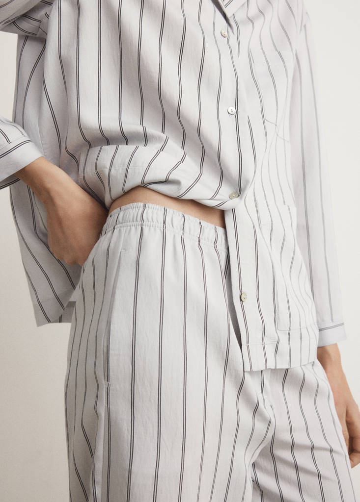 Striped pajama trousers — Grey