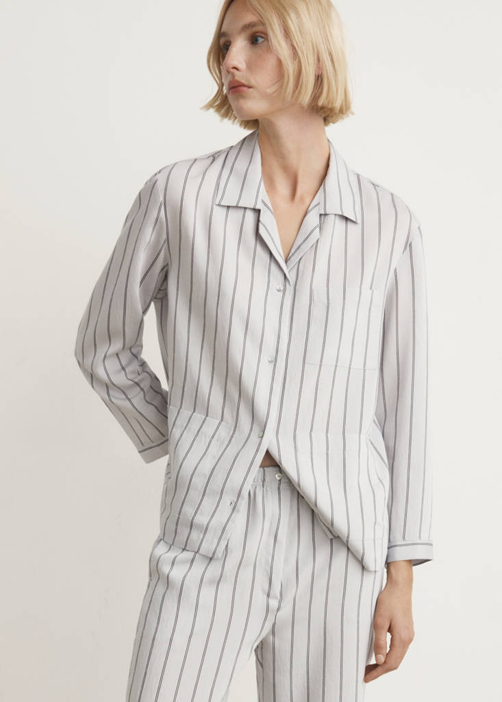Striped pajama trousers — Grey