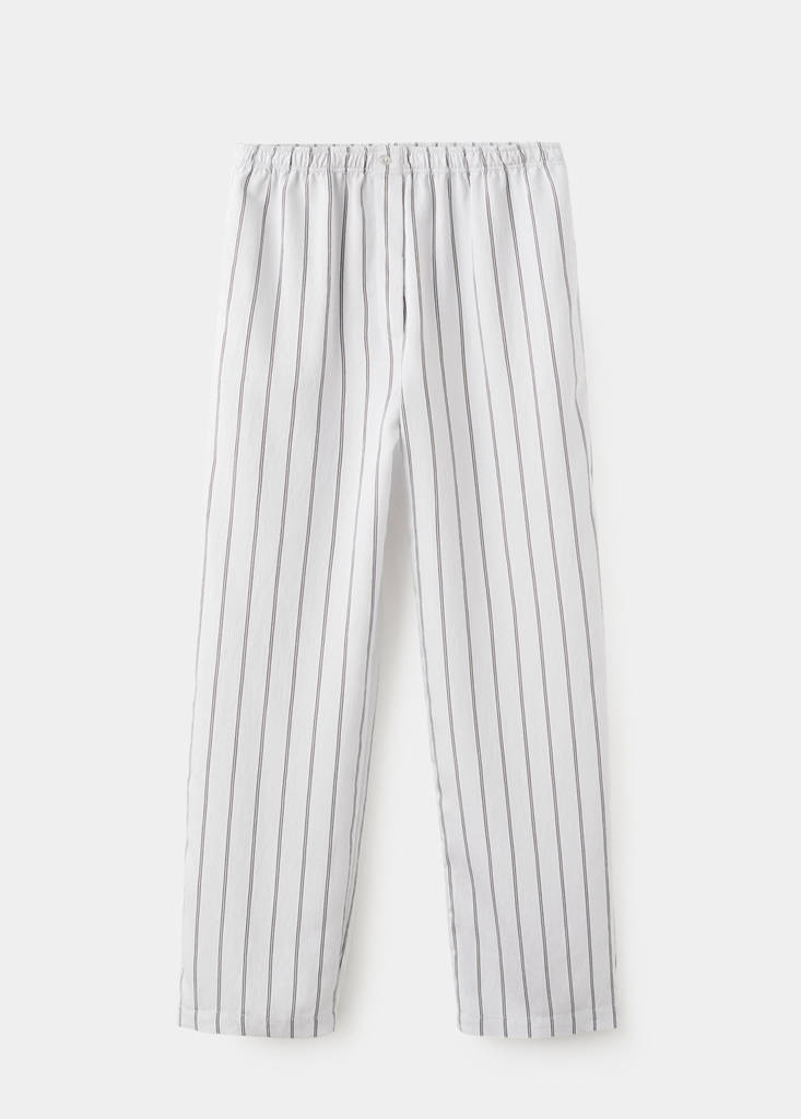Striped pajama trousers — Grey