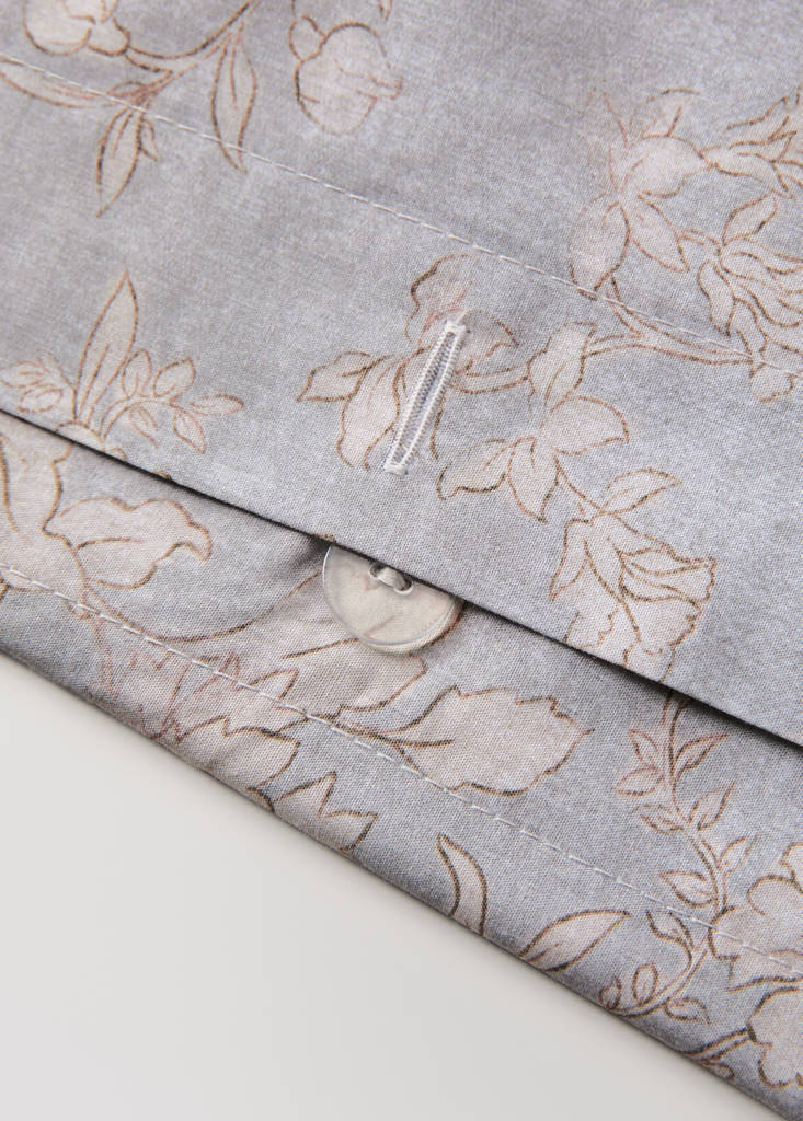 Vintage floral percale cotton duvet cover for 135/140 cm bed — Light/Pastel Grey