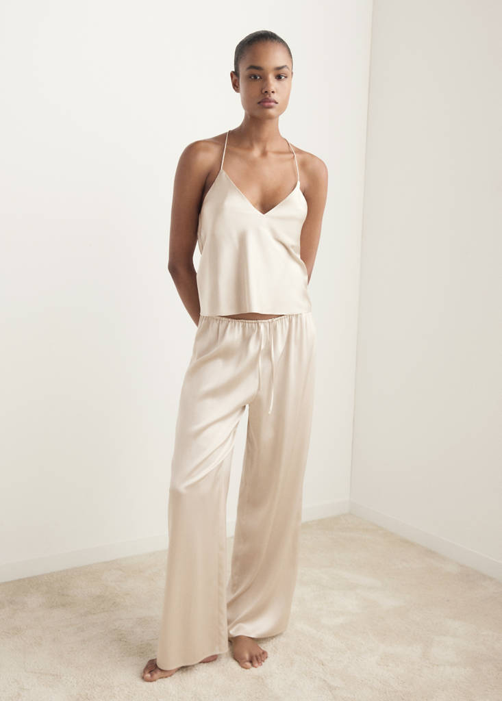 Silk pyjama top — Light/Pastel Grey