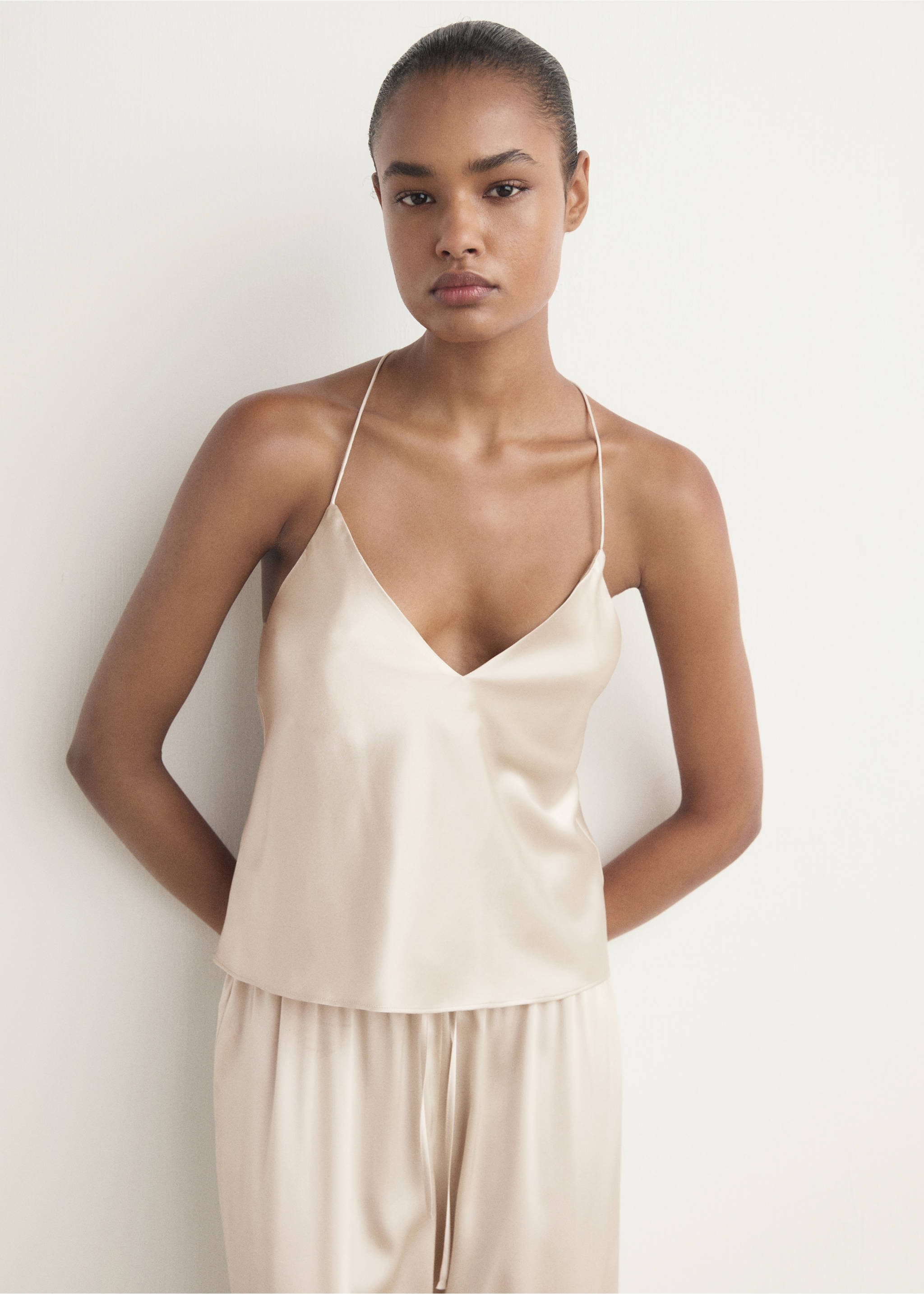 Silk pyjama top - Medium plane, Light/Pastel Grey. Ref: 27033329-00.