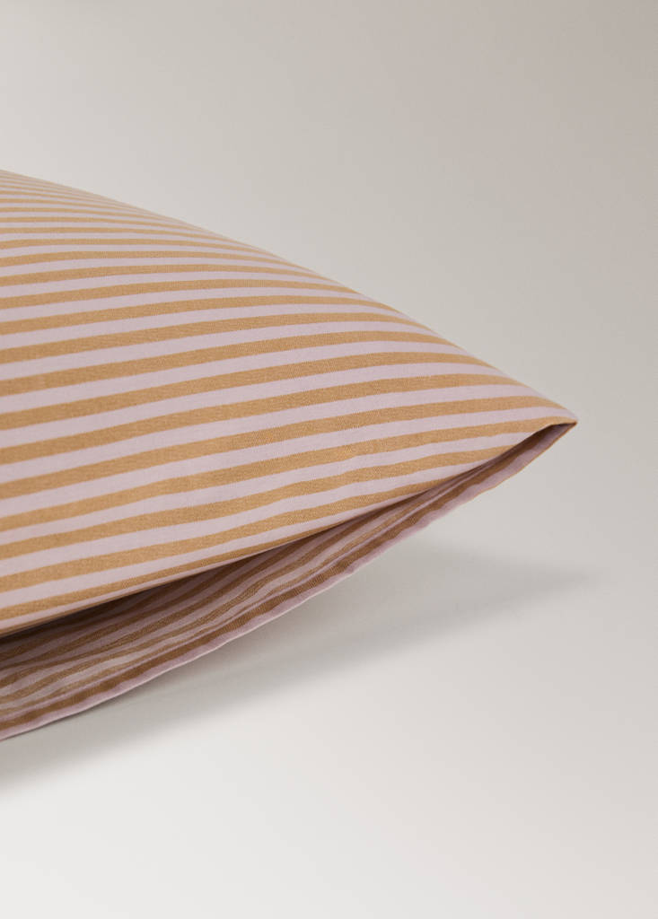 Two 200-thread count cotton percale pillowcases with small stripe 60x60 cm — Peach