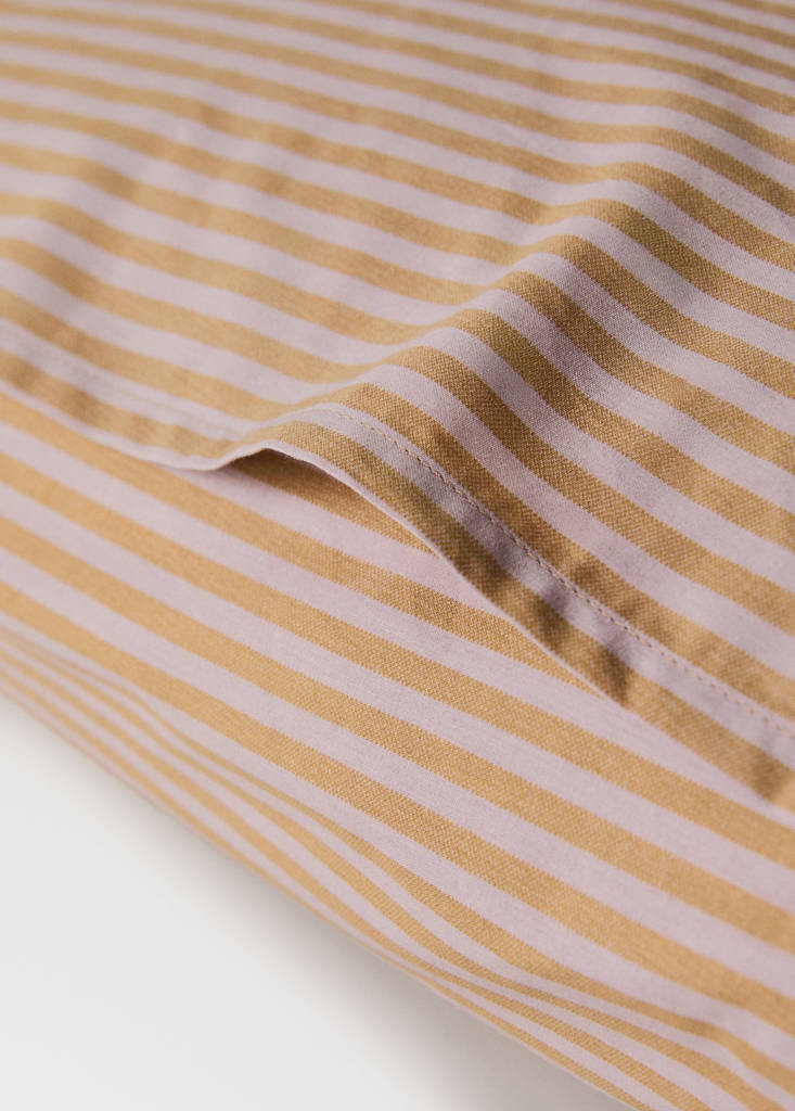Two 200-thread count cotton percale pillowcases with small stripe 60x60 cm — Peach