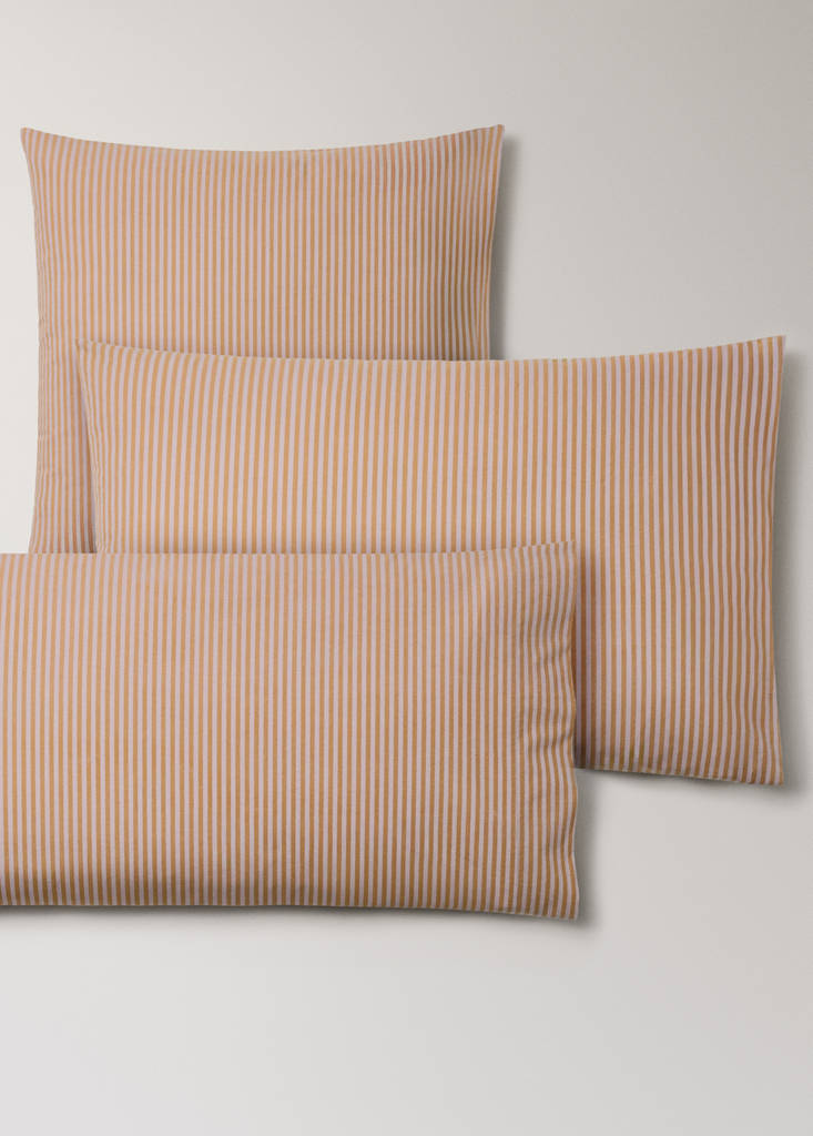 Two 200-thread count cotton percale pillowcases with small stripe 60x60 cm — Peach