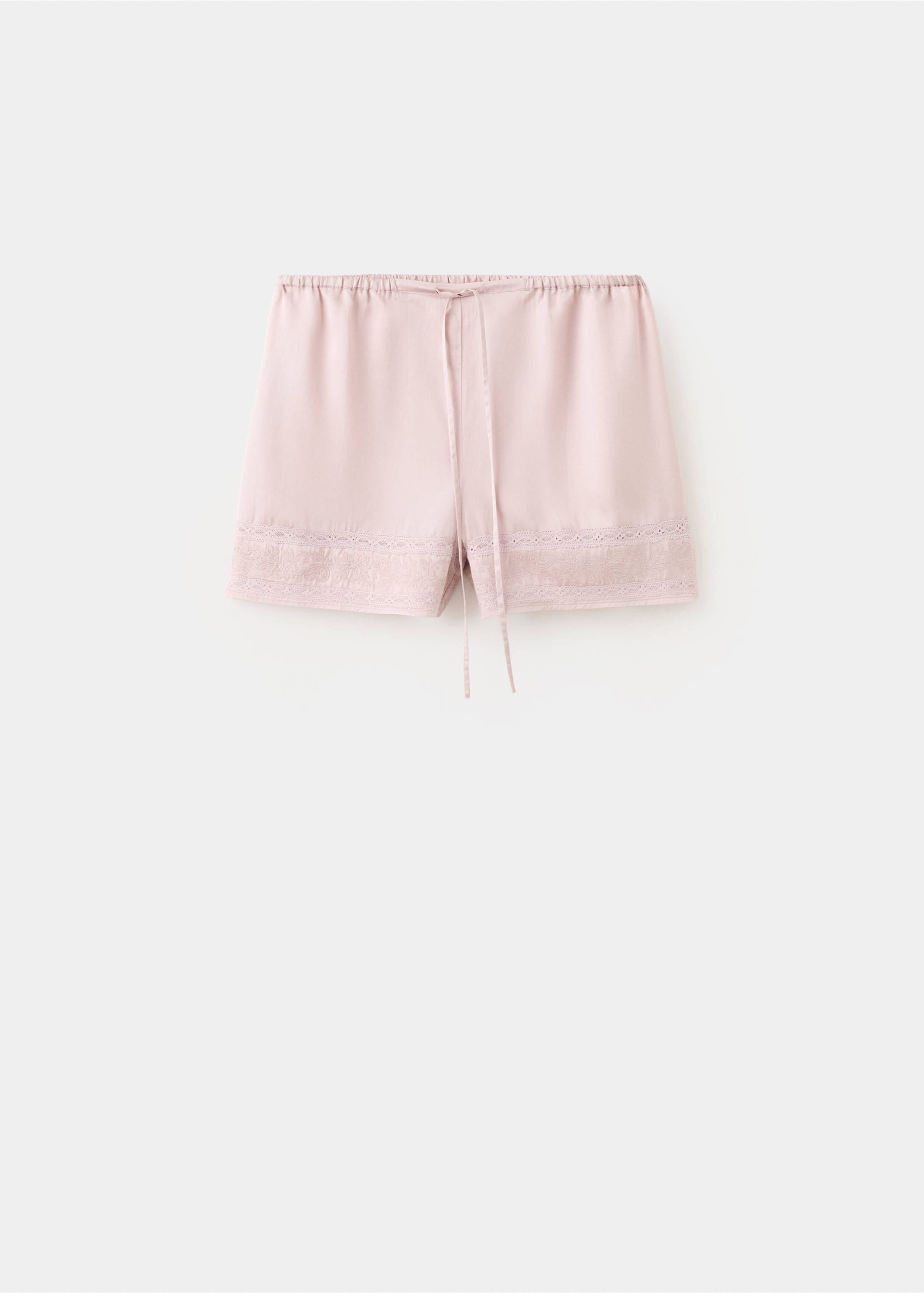 Pyjama shorts with openwork detail - Article without model, Pale Pink. Ref: 27033333-00.